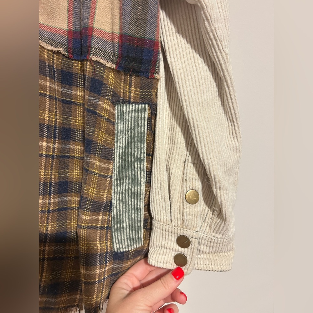 Gimmicks Pieced Corduroy Patchwork Jacket Shacket… - image 3